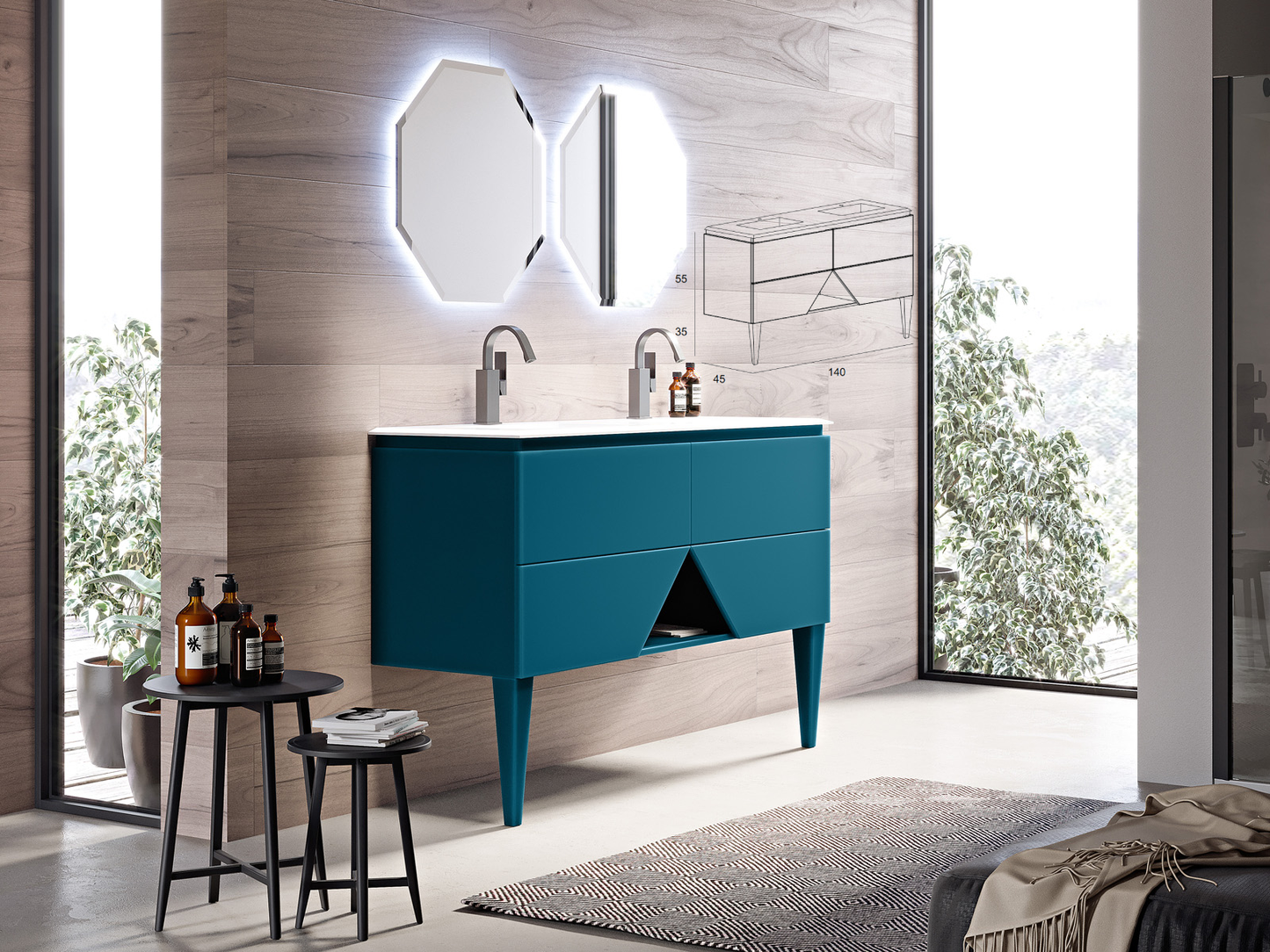 Долен шкаф са баня комплект с мивка