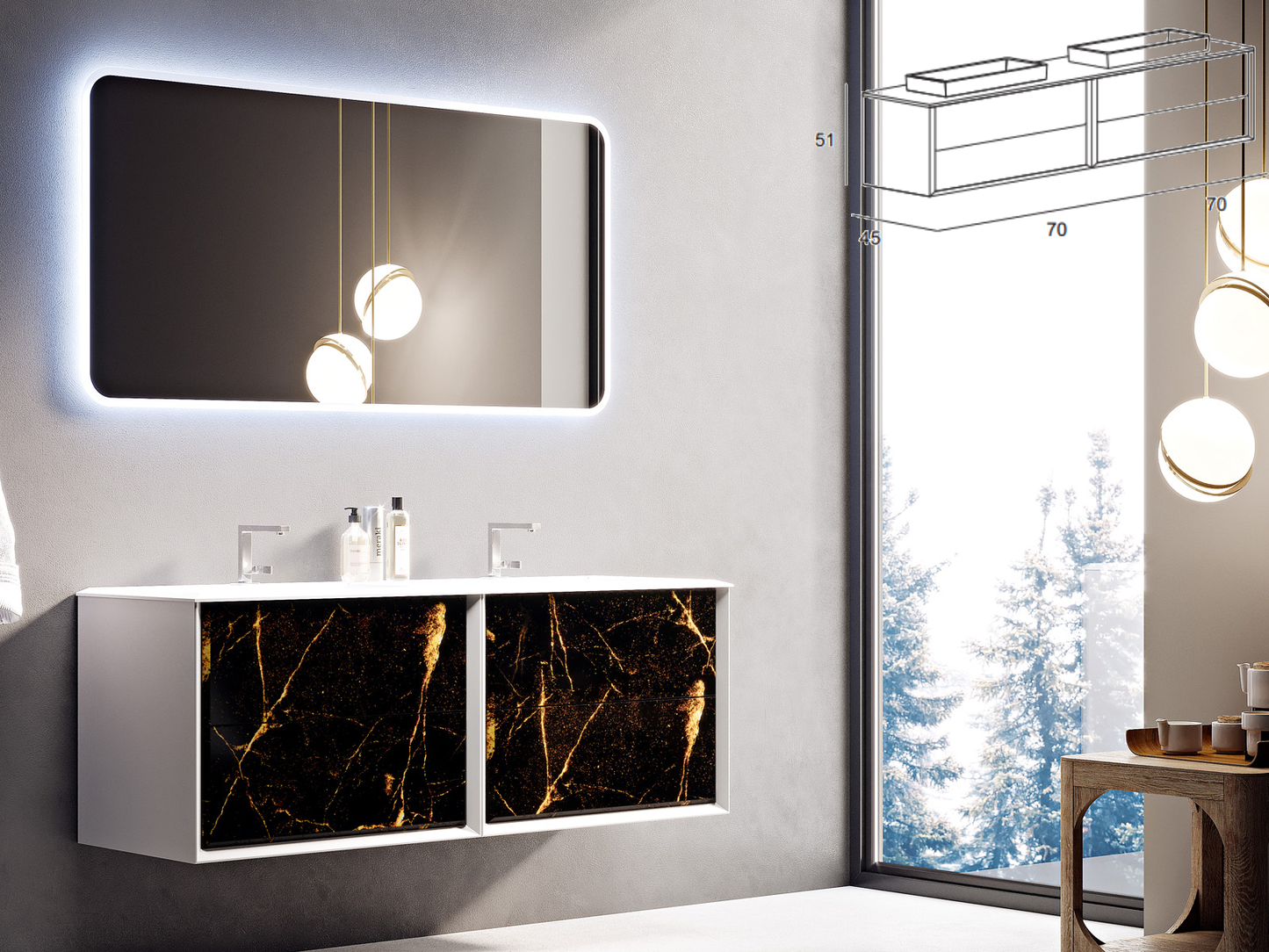 Долен шкаф за баня комплект с мивка