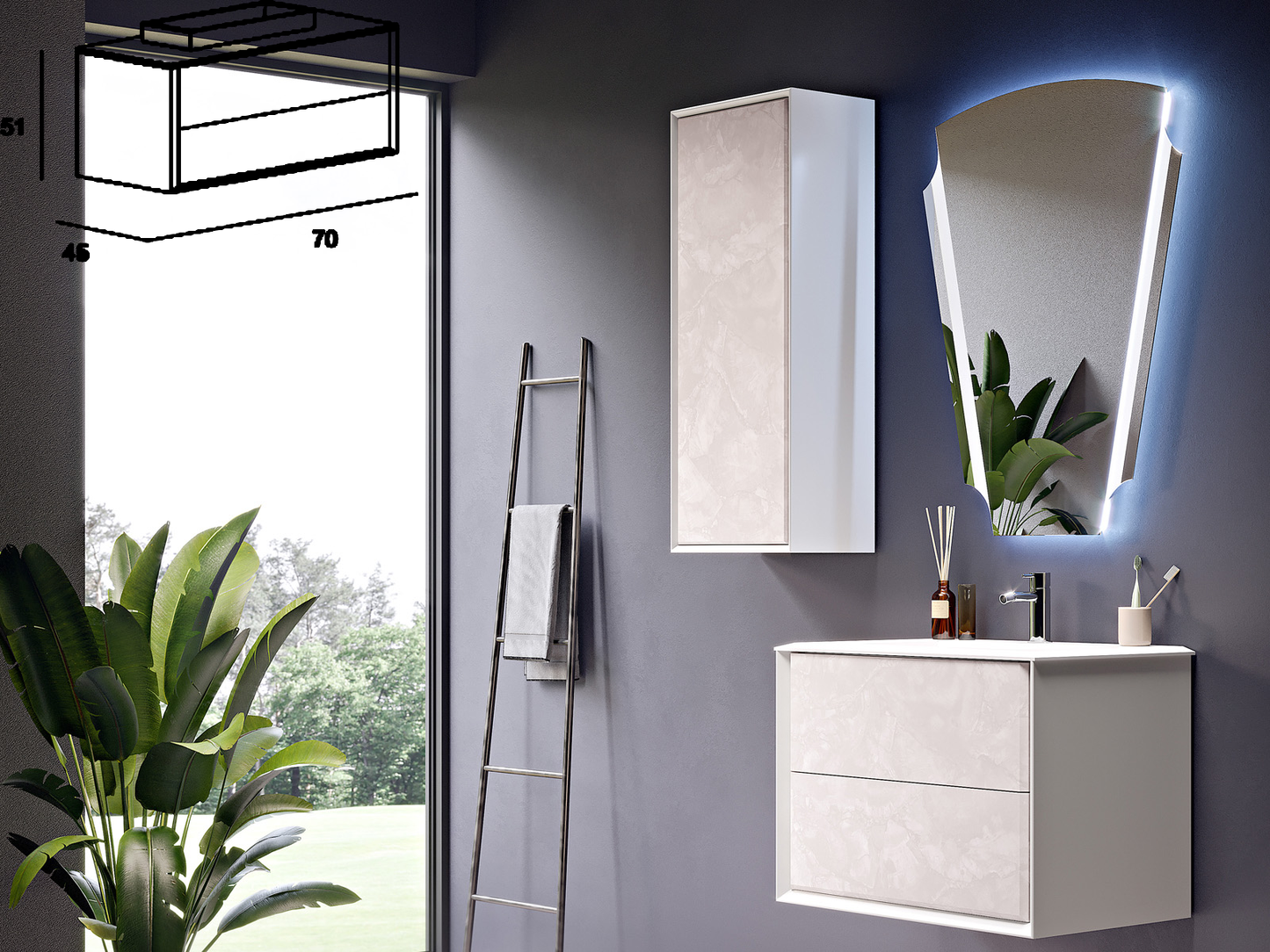 Долен шкаф за баня комплект с мивка