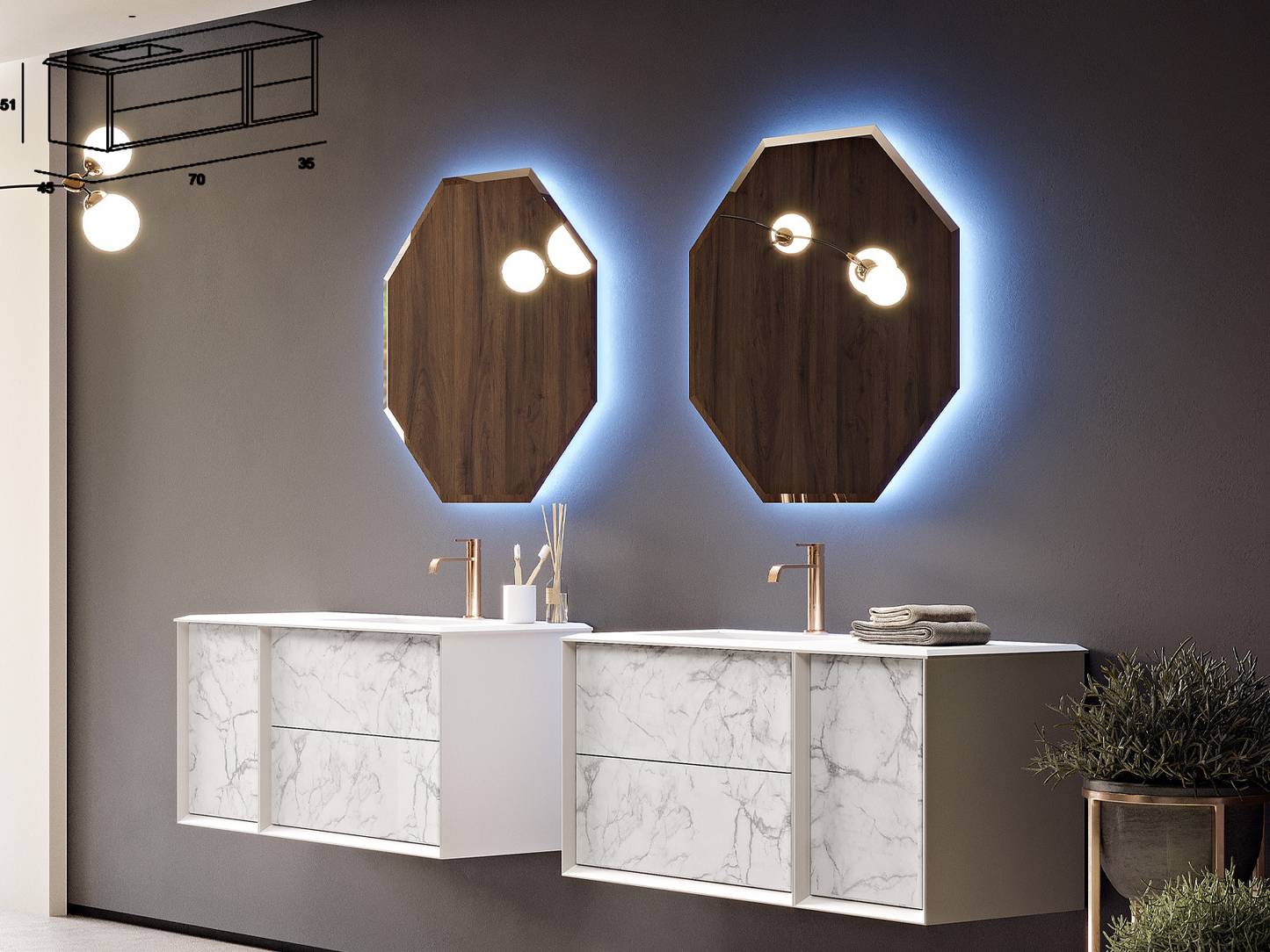 Долен шкаф за баня комплект с мивка