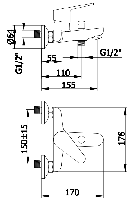 Смесител за вана с душ