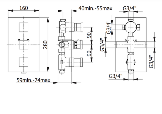 2-пътен термостатен смесител