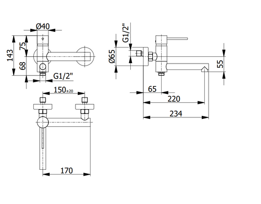 Смесител за вана с душ